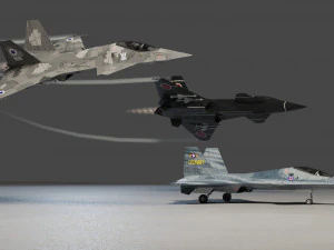 Skunk F-33 Lancer lowpoly concept jet fighter 3D Model