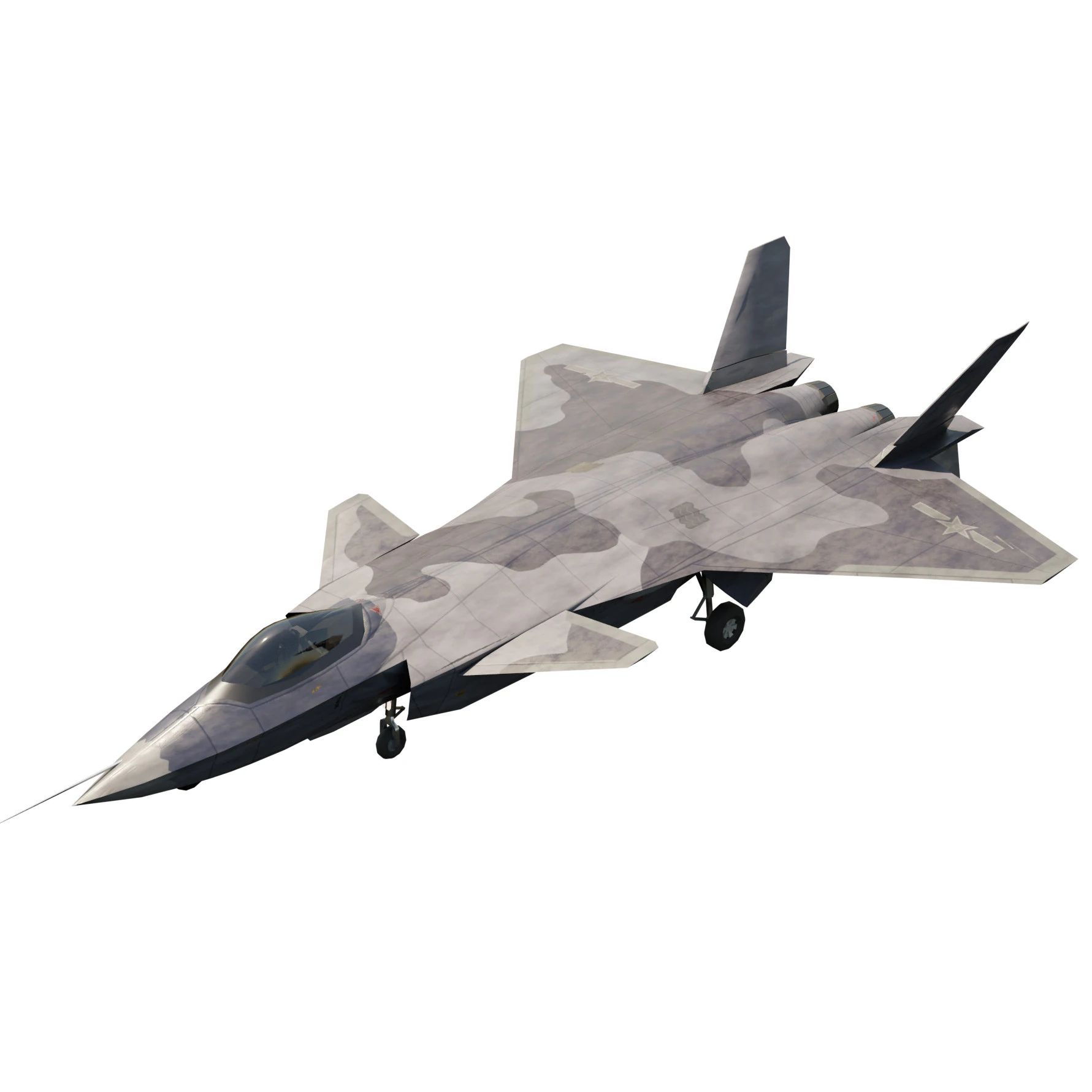 Chengdu j-20 mighty dragon lowpoly jet fighter 3D Model .c4d .max .obj .3ds .fbx .stl .blend 