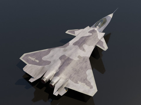 Chengdu j-20 mighty dragon lowpoly jet fighter Model 3D