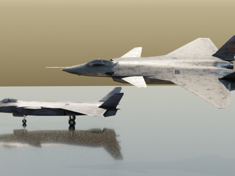 Chengdu j-20 mighty dragon lowpoly jet fighter Model 3D