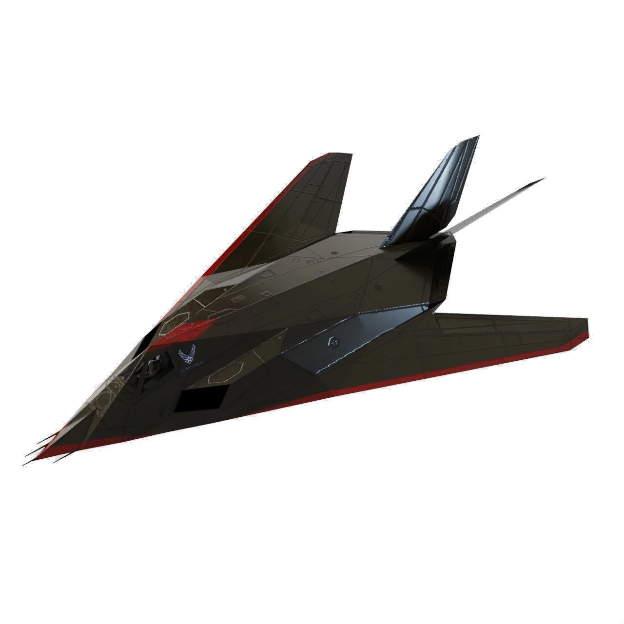 Lockheed F-117 Nighthawk lowpoly stealth bomber 3D Model .c4d .max .obj .3ds .fbx .stl .blend 