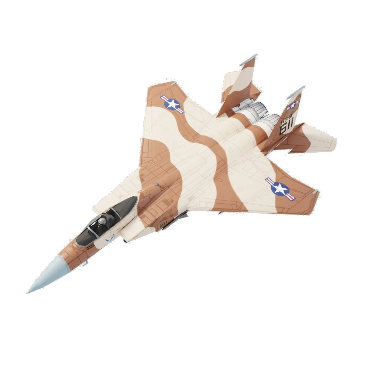 Mcdonell douglass f-15 eagle lowpoly jet fighter 3D Model .c4d .max .obj .3ds .fbx .stl .blend