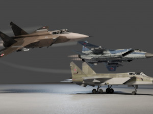MIG-31 Foxhound lowpoly jet fighter Modelo 3D