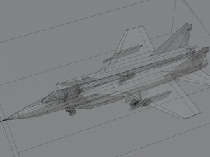 MIG-31 Foxhound lowpoly jet fighter Modelo 3D