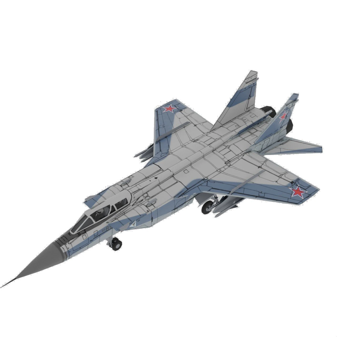 MIG-31 Foxhound lowpoly jet fighter 3D Model .c4d .max .obj .3ds .fbx .stl .blend 
