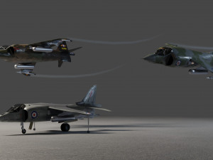 Hawker harrier lowpoly jet fighter Modelo 3D