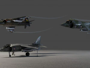 Caccia a reazione lowpoly Hawker Harrier Modello 3D