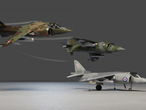 Hawker harrier lowpoly jet fighter Modelo 3D