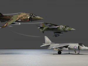 Caccia a reazione lowpoly Hawker Harrier Modello 3D