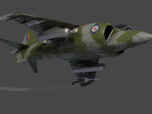 Hawker harrier lowpoly jet fighter Modelo 3D