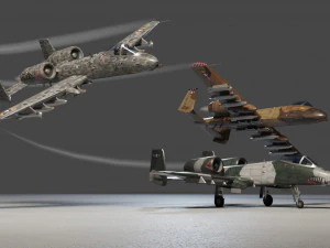 Fairchild Republic A-10 Thunderbolt attack plane 3D Model