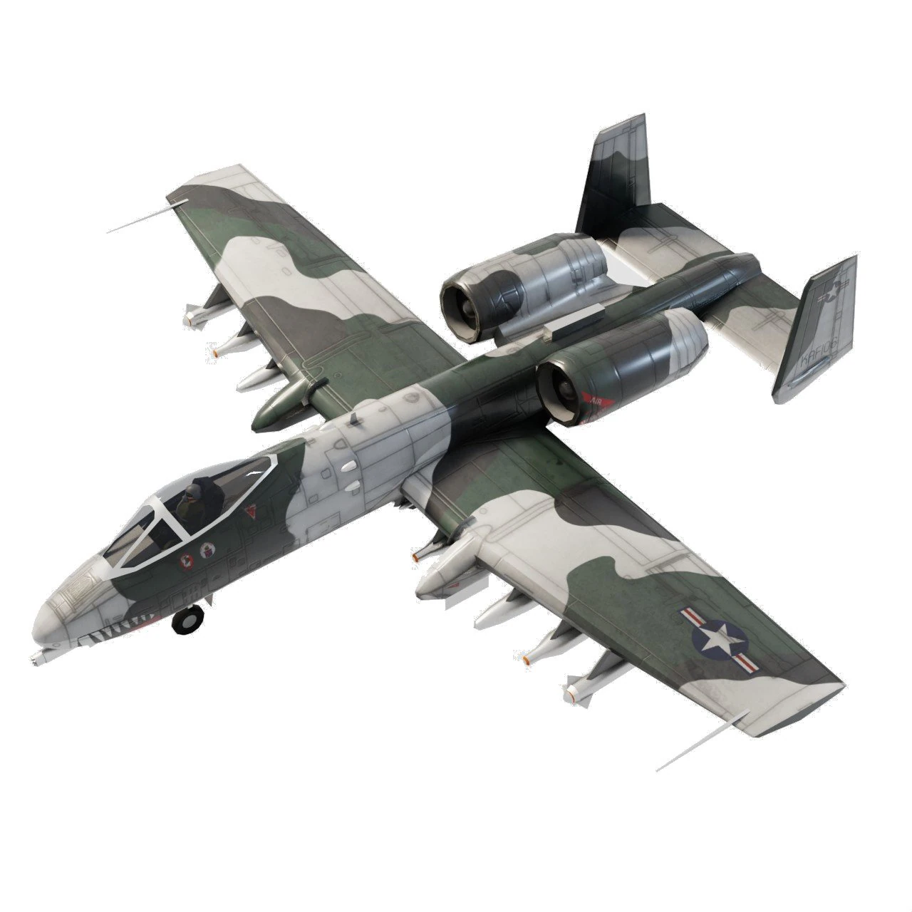 Fairchild Republic A-10 Thunderbolt attack plane 3D Model .c4d .max .obj .3ds .fbx .stl .blend 