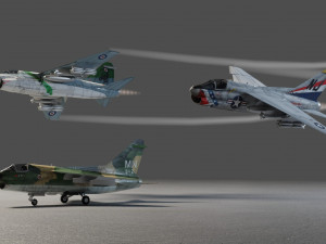 LTV A-7 Corsair II lowpoly attack plane 3D Модель
