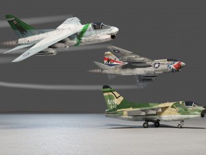 LTV A-7 Corsair II lowpoly attack plane 3D Модель