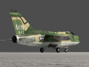 LTV A-7 Corsair II lowpoly attack plane 3D Модель