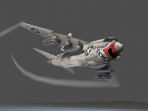 LTV A-7 Corsair II lowpoly attack plane 3D Модель