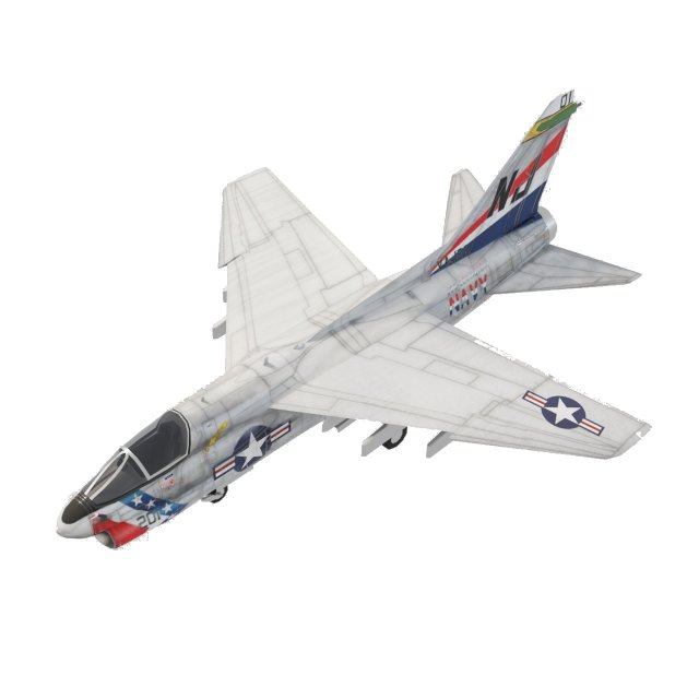 LTV A-7 Corsair II lowpoly attack plane 3D Модель .c4d .max .obj .3ds .fbx .stl .blend 
