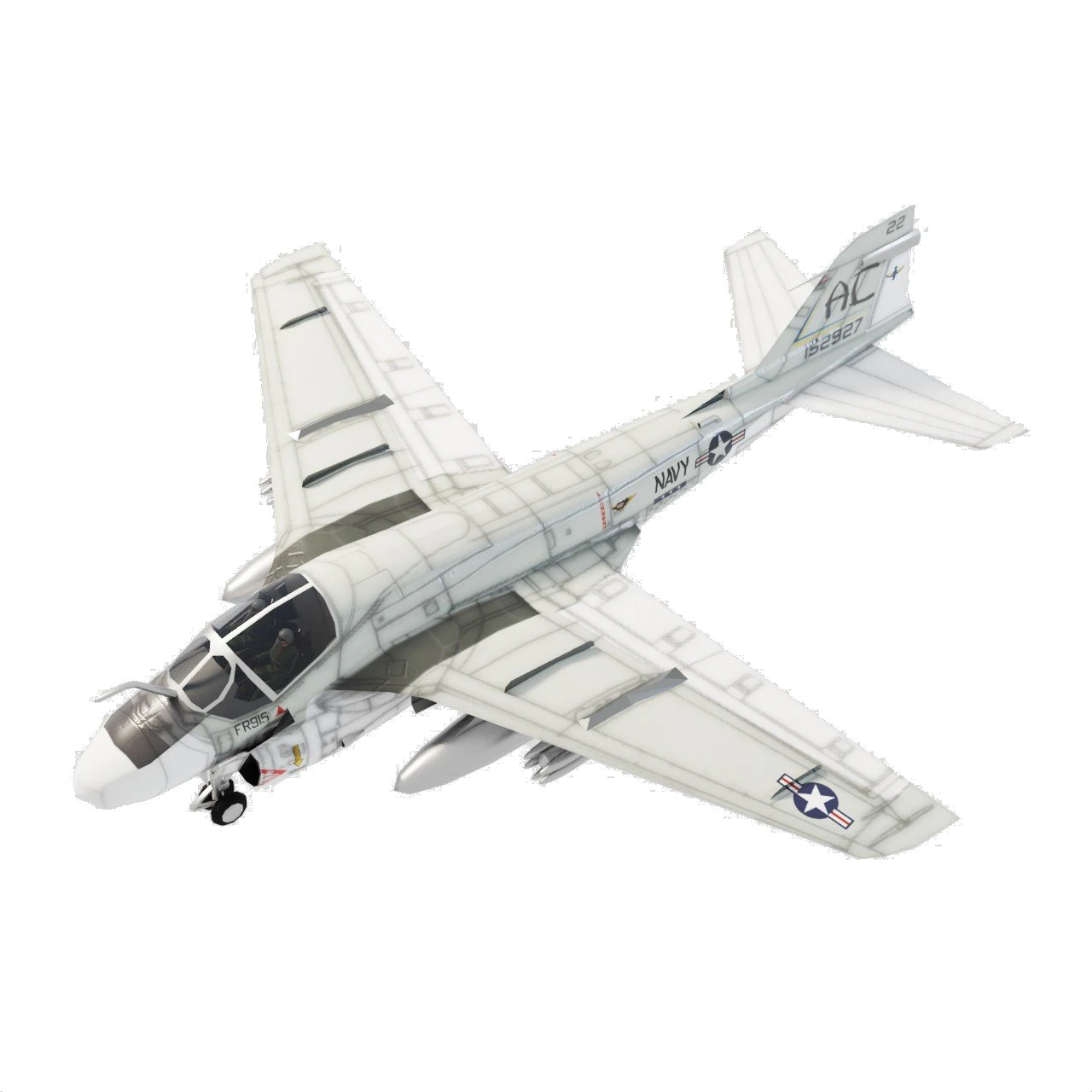 Grumman A-6 Intruder lowpoly attack plane 3D Model .c4d .max .obj .3ds .fbx .stl .blend