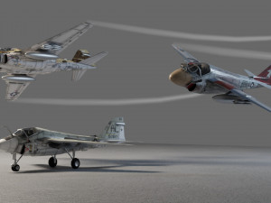 Grumman A-6 Intruder lowpoly attack plane 3D Модель