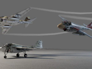 Grumman A-6 Intruder lowpoly attack plane 3D Model