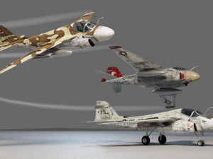 Grumman A-6 Intruder lowpoly attack plane 3D Model