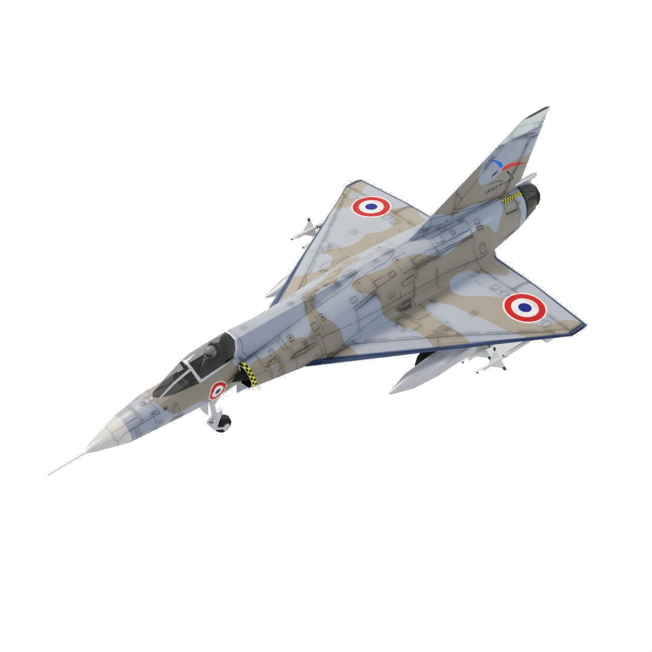 Caccia a reazione lowpoly Dassault Mirage III Modello 3D .c4d .max .obj .3ds .fbx .stl .blend