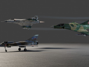 Dassault Mirage III lowpoly jet fighter Modello 3D