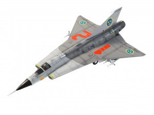 Saab JAS-35 Draken lowpoly jet fighter 3D Модель