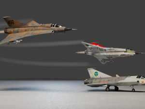 Saab JAS-35 Draken lowpoly jet fighter Model 3D