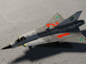 Saab JAS-35 Draken lowpoly jet fighter Model 3D
