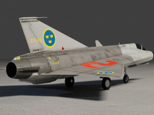 Saab JAS-35 Draken lowpoly jet fighter Model 3D