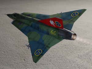 Saab JAS-35 Draken lowpoly jet fighter Model 3D