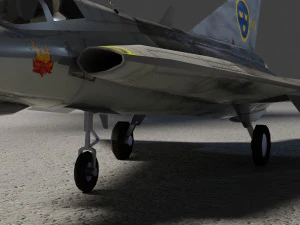 Saab JAS-35 Draken lowpoly jet fighter 3D Model