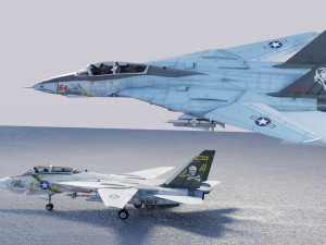 Grumman F-14 Tomcat lowpoly jet fighter 3D Model