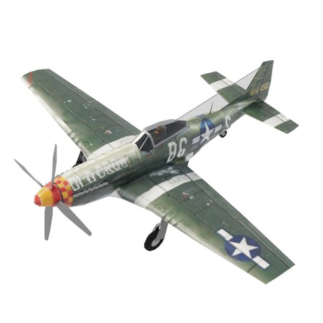 North American P-51 Mustang lowpoly WW2 fighter 3D 模型 .c4d .max .obj .3ds .fbx .stl .blend 