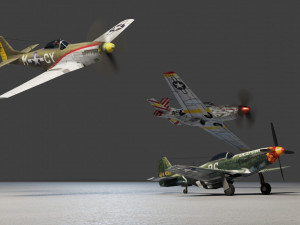 North American P-51 Mustang lowpoly WW2 fighter 3D 模型