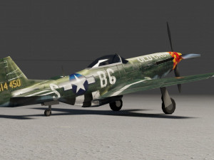 North American P-51 Mustang lowpoly WW2 fighter 3D 模型