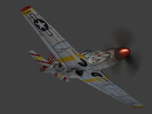 North American P-51 Mustang lowpoly WW2 fighter 3D 模型