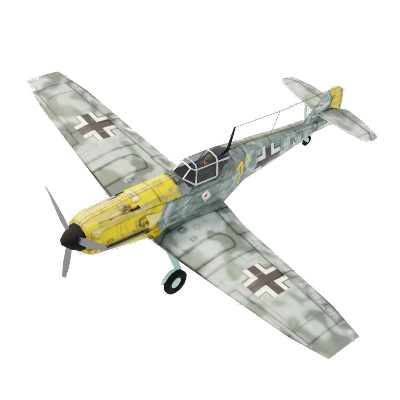 Messerschmitt BF-109 lowpoly WW2 fighter 3D Model .c4d .max .obj .3ds .fbx .stl .blend