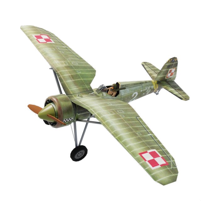 PZL P11 lowpoly WW2 fighter 3D Model .c4d .max .obj .3ds .fbx .lwo .lw .lws