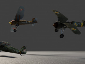PZL P11 lowpoly WW2 fighter Modello 3D