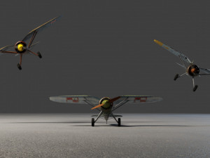 PZL P11 lowpoly WW2 fighter Modello 3D