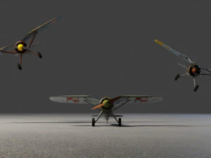 PZL P11 lowpoly WW2 fighter 3D Model