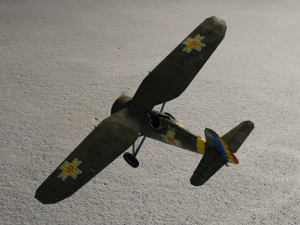 PZL P11 lowpoly WW2 fighter 3D Model