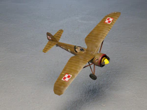 PZL P11 lowpoly WW2 fighter 3D Model