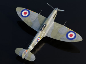 Supermarine Spitfire lowpoly WW2 fighter Model 3D