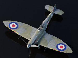 Supermarine Spitfire lowpoly WW2 fighter Model 3D