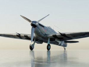 Supermarine Spitfire lowpoly WW2 fighter Model 3D