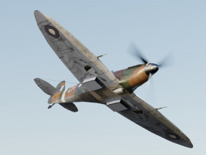 Supermarine Spitfire lowpoly WW2 fighter Model 3D