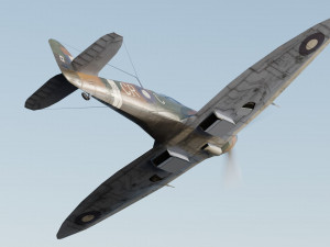 Supermarine Spitfire lowpoly WW2 fighter Model 3D